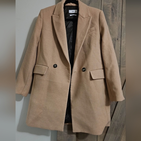 MANGO Lapels wool coat. Tan. Size Large. NWOT - Picture 8 of 16